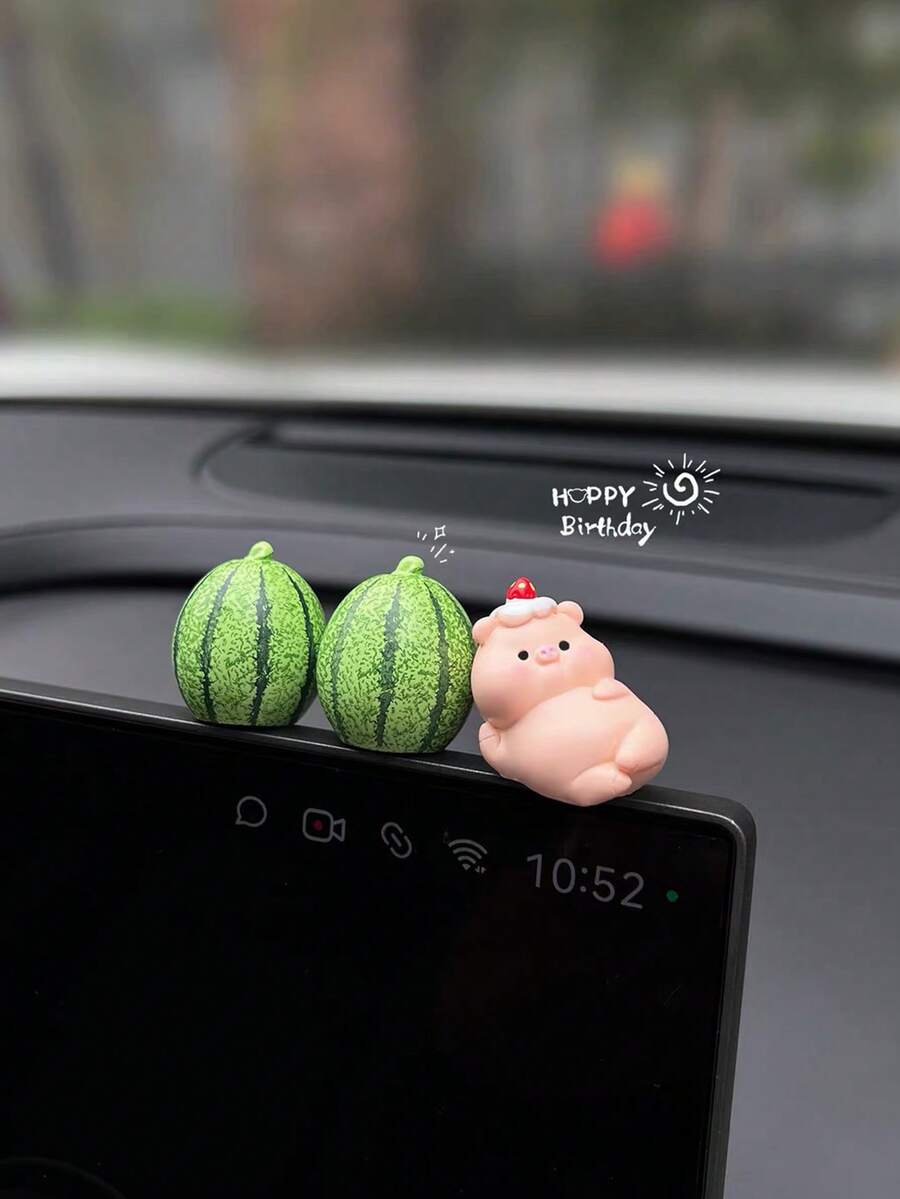 2pcs/3pcs Cozy Pig Car Dashboard Ornament, Car Interior Center Console Display Screen Window Side Rearview Mirror Decoration, Car Interior Decor - A - View 1