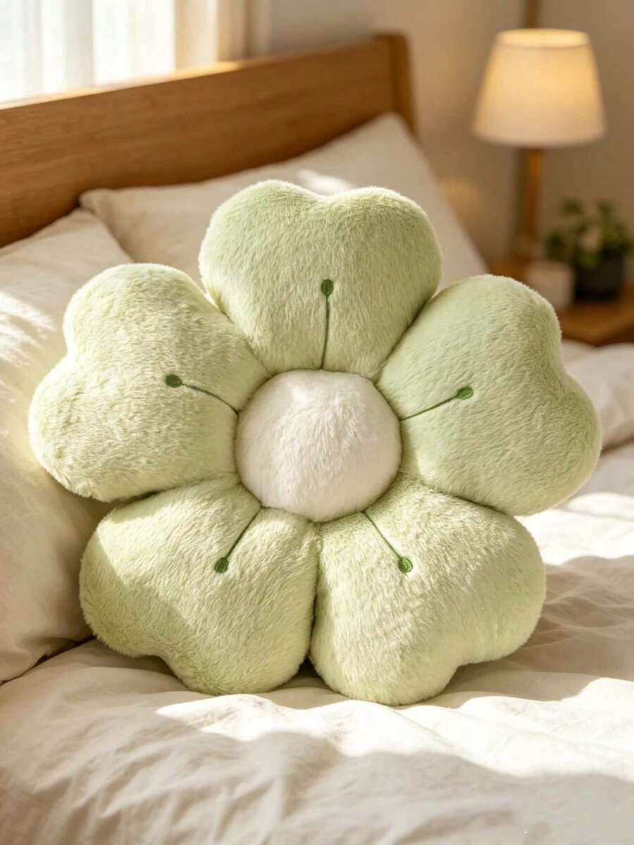 New Embroidered Floral Throw Pillow, Decorative Pillow For Living Room And Bedroom, All-Season Indoor Decor Pillow - Green - View 1