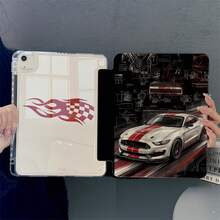 1PC White Mustang Racing Car Print Tablet Case 3+Y Fold Multi-Angle Magnetic Stand Tablet Case With Pen Slot & Auto Sleep/Wake Protective Cover, Compatible With IPad PRO/AIR, Compatible With SAMSUNG,Compatible With XIAOMI Pad 5/6/21,Compatible With Oppo Pad,Compatible With Huawei Matepad,Compatible With Honor Pad - Multicolor - View 2