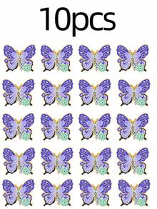 10/20/30/40/50pcs Purple Butterfly Flower Brooches, Delicate Pattern & Elegant Color, Vintage Style, Suitable For Various Clothing And Bags, Exquisite For Personal Wear Or Gift - Multicolor - View 11