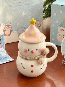 1 Set Cute Snowman Underglaze Ceramic Mug Christmas Birthday Gift Cup - Multicolor - View 7
