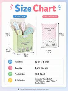 4pcs Polka Dot Correction Tape Set, Cute Silent Large Capacity White Out Tape For Kids, Elementary & Middle School Students, School Supplies - Multicolor - View 7