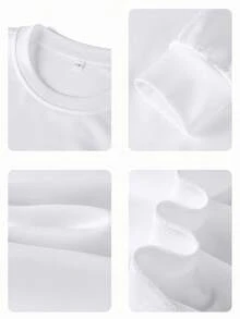 1 pieza Sudadera holgada de moda con cuello redondo y manga larga para mujer, estilo INS con estampado divertido de rayas en inglés "MORE AMOR POR FAVOR", capa base para otoño/invierno, prenda exterior, top Y2K para mujer - Blanco - Ver 8