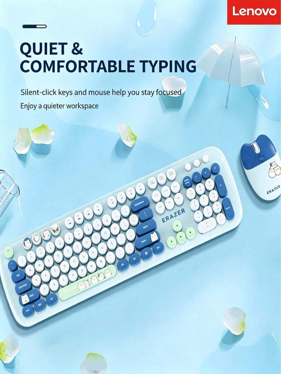 Lenovo Wireless Keyboard And Mouse Combo, 2.4G, Stable Wireless Connection, Quiet Keys, 3-Level Adjustable DPI, Desktop/Laptop Office And Home Peripheral - View 1