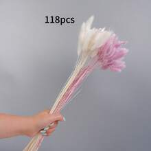 人造花飾品 17英吋蓬蓬草花藝裝飾，大容量高款兔尾草人造植物，波希米亞風婚禮裝飾 - 紫色與白色 - 查看 11