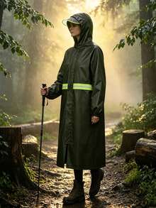 Full‑Length Waterproof Hooded Raincoat, Unisex Loose Fit Long Rain Coat For Commuting Travel Camping - Long Hiking Raincoat - View 1