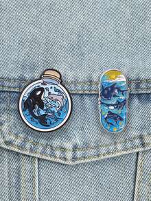 Ocean Shark Orca Whale Enamel Pin Set Skateboard Bottle Cartoon Marine Animal Lapel Badge For Backpack Jacket Decor - Multicolor - View 4