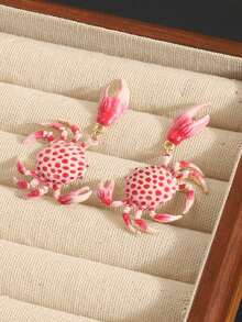 1pc Summer Versatile Exaggerated Hip-Hop Ins Ocean Style Animal Plastic Crab Earrings - Multicolor - View 3