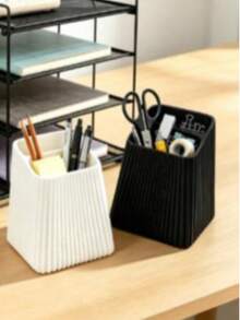 1pc Vertical Line Remote Control Storage Box, Remote Control Organizer, Decorative Storage, Vertical Stripe Design, Suitable For TV, Air Conditioner, Remote Control Storage Office Supplies, Home Decor, Dorm Storage, Desktop Organizer, Christmas, Wedding - Multicolor - View 7