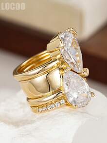1pc Elegant Cubic Zirconia Ring For Women, Wedding Engagement Party Jewelry, Valentine's Day Gift - 1# - View 6