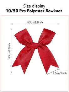 50 Pieces Gift Wrap Bows Premium Satin Ribbon Bows 3.3 Inch Craft Bows For Gift Wrapping DIY Treat Bags Holiday Gifts Bag Party Decorations, Wedding Decor Christmas Birthday Presents (Red) - Red - View 2