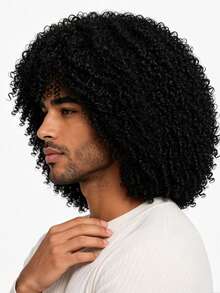 12 Inch Black Fluffy Big Curls, Natural Voluminous Style, Comfortable To Wear Fashionable Wig - Black - View 4