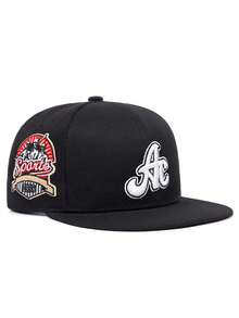 2026 New Fashion Flat Brim Cap AC Embroidered Hip Hop Skateboard Hat Outdoor Sports Sun Hat Daily Commute Decorative Baseball Cap Unisex - Black - View 3