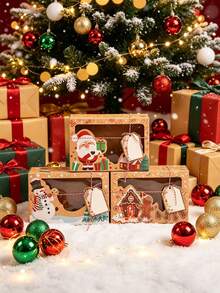 27pcs New Christmas Kraft Paper Window Gingerbread Gift Box, Creative Candy Gift Box, Santa Claus, Snowman And Gingerbread Man Pattern, Suitable For Christmas Birthday Gift Box, Christmas Party Planning, Home Baking Enthusiasts, Holiday Gifts - Multiple Styles - View 6