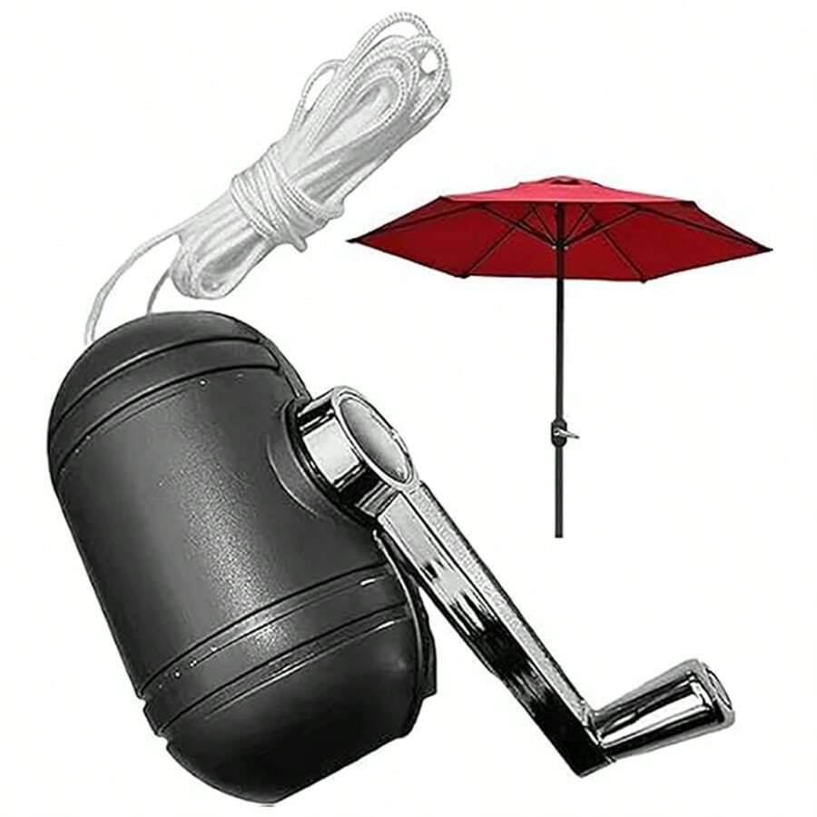 Patio Umbrella Replacement Parts, Outdoor Patio Umbrella Replacement Parts, Middle Pole Hand Crank System, Suitable For Garden Party Balcony - Black - View 1