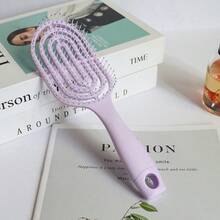 3/1 st ny rund kam med långt handtag, macaronstil med randigt mönster, ihålig krusning och massagemodul, lämplig för vått eller torrt hår, kuddkam för daglig användning, perfekt present till flickvän - Flerfärgad - Visa 9