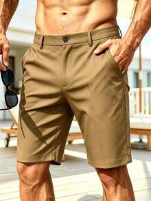Men's Golf Shorts, Business Casual Bermuda Shorts, Suitable For Travel, Meetings, Golf, Outdoor Sports And Daily Work Wear Summer - Khaki - View 1
