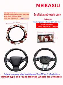 MEIKAXIU Plush Flower Comfortable Soft Warm Winter Car Steering Wheel Cover Without Inner Ring 14.5-15 Inch Car Accessories Car Interior Unisex - Plush Large Flower - View 4