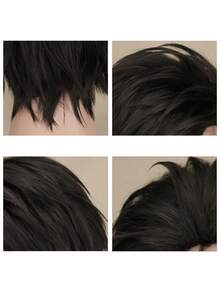 Short Cosplay Wig Men Male Black High 100% Temperature Fiber Synthetic Hair Wigs - Natural Black - View 5