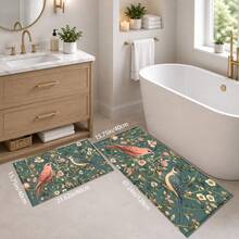 1pc Vintage Floral & Bird Pattern Printed Faux Cashmere Kitchen Mat, Absorbent Kitchen Floor Mat, Kitchen Rug, Long Runner Mat, Sink Front Mat, Suitable For Kitchen, Bathroom, Entryway, Hallway, Laundry Room And Home Decor - Multicolor - View 13