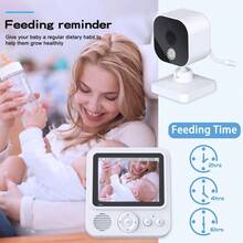 1pc Baby Monitor Camera, 2.8-Inch Rechargeable Screen, Two-Way Talk, Temperature Monitoring With High/Low Temperature Alarm, 8 Lullabies, Night Vision Baby Care Camera, Includes 2 Universal USB Data Cables - White - View 4