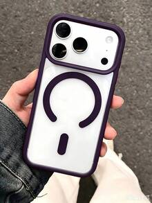 VRNOEI 極簡透明黑邊磁吸無線充電保護殼，適用 Galaxy S26 S25 S22 S21 S24 S23 Ultra Plus，防摔透明硬殼背蓋 - 深紫色 - 查看 8