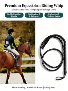 Riding Practice Leather Horse Whip Party Performance Prop; Riding Practice Horse Whip; Party Performance Whip 185cm/72.83in, Solid Horse Whip 1pc. - Multicolor - View 2