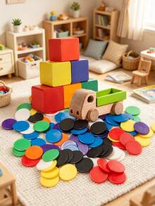 50/100/200/500/1000Pcs 19mm Luxury Colorful Solid Color Round Discs, Flat Circular Thin Shape, Smooth Surface Without Burrs, Uniform Thickness, Rounded Edges With Polished Details, Theme Party, Counting Chips, Board Game Bingo Scoring Tokens - Multicolor - View 2