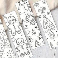 32pcs Christmas Theme Cartoon Labels, Minimalist Line Art Design, Unique & Exquisite Decorative Page Markers - Perfect Gift Choice For Students, Educators And Book Lovers, Ideal As Reading Incentive, DIY Handmade Decorative Gift - Multicolor - View 1