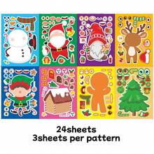 8/16/24pcs Christmas DIY Stickers - Design Your Own Snowman, Christmas Tree And Santa Claus Scenes, Interactive Puzzle Toy To Promote Brain Development, Children's Party Gift, Gift Wrapping, Classroom Activity, Christmas And Holiday Gift - Mixed Color - View 9