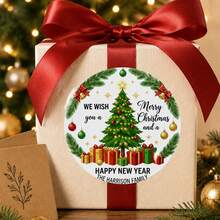 LICVIC 20-200pcs Custom Christmas Stickers With Text, Personalized Round Holiday Labels, Festive Santa Christmas Tree Gingerbread Style, Customized Gift Wrap Stickers, Customizable Family Name Labels, Christmas Party Decor, New Year Gifts, Christmas Gifts - Style G - View 5