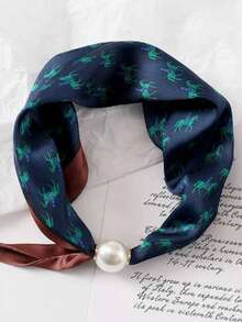 1pc Magnetic Buckle Small Square Scarf Long Silk Scarf Women Spring Summer Matching Shirt Professional Decorative Thin Scarf - Multicolor - View 10