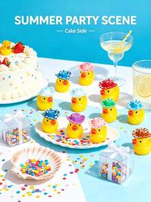 10pcs/Set | Mini Size, Handmade Resin Figurines, Cute & Playful Cowboy Duck Style, Cowboy Hat Pattern Duck, Compact Tiny Shape, Exquisite Details, DIY Landscape Decoration Accessories, Suitable For Aquarium, Dollhouse, Garden, Home Desktop, Perfect For Party, Christmas And Holiday Indoor/Outdoor Decoration Projects - Multicolor - View 6