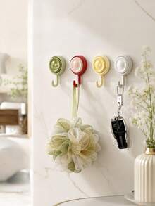 4pcs Self-Adhesive Wall Hooks, Wall Storage Hooks, Towel Hooks, Key Hooks, Towel Rack, Key Rack, Coat Rack, Wall-Mounted Storage Hooks, Bathroom Hooks, Kitchen Utensil Storage, Drill-Free Hooks, Waterproof Hooks, Bathrobe Hooks, Room Decoration, Home Decor, Heavy-Duty Self-Adhesive Hooks, Waterproof, Oil-Resistant, Suitable For Bathroom Shower, Kitchen, Strong Adhesive Hooks, Behind-Door Hooks, Multi-Function Storage Rack, Seamless Wall Hooks, Rust-Proof, Suitable For Home Life, Perfect For Kitchen And Bathroom, Living Room - Multicolor - View 5