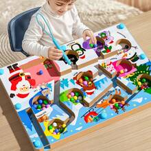 1 Set Christmas Theme Magnetic Maze Toy For Kids, Color Recognition Magnetic Ball Maze, Focus Training Wooden Tabletop Game - Multicolor - View 1