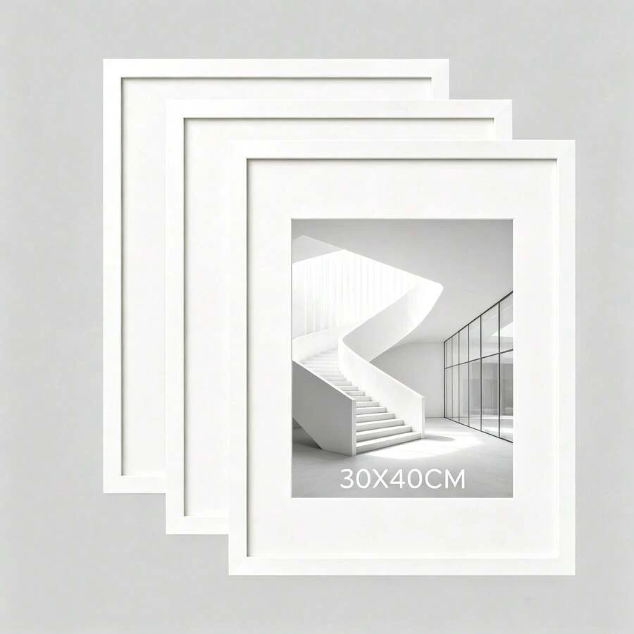 Mosearon 3件/2件/1件 白色MDF相框,A4證書框,30*40CM海報框,無卡紙,壓克力透明面板,適用於客廳、臥室、藝廊牆面裝飾 - 白色 - 查看 1
