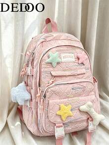 Dedoo Large Capacity School Bookbag, College University Campus Backpack,Multi‑Pocket Buckle, Sweet Aesthetic Backpack For Teen Girls Back To School - Multicolor - View 2