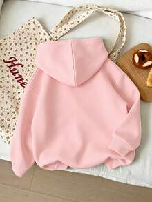 [Christmas]Teenage Girls Hooded Sweatshirt, Rhinestone Effect Capybara & Cherry Cartoon Print Sweatshirt, Cute Casual Top, Suitable For Girls Spring/Autumn Campus Wear - Pink - View 2