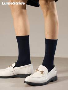Men Crew Socks – Fashion Business Dress Socks, Everyday Comfortable Breathable Polyester Casual Socks For Men, Classic All-Match Style, Multi-Pack - Navy Blue - View 3