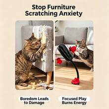 Cat Punching Bag Interactive Toy With Suction Cup Base And Spring Bounce, Includes Hanging Gloves, Indoor Self-Play Puzzle Toy For Kittens And Adult Cats, Relieves Boredom And Satisfies Hunting Instincts, Furniture-Protecting Pet Play Accessory - Black - View 7