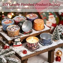 52pcs Christmas Candle Making Kit, 2.2oz Empty Candle Jars With Lids, 8 Random Pattern Metal Candle Jars + 18 Candle Wicks + 18 Wick Stickers + 8 Wick Holders, DIY Candle Making Supplies, Holiday Gift Home Decor - 52pcs/set - View 2