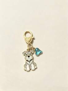 1 móc khóa hợp kim hình chó con Schnauzer hoạt hình, mặt dây treo hình trái tim đính đá rhinestone màu sắc kiểu giọt dầu, phụ kiện cho người yêu thú cưng dùng cho ba lô, túi xách, trang trí, quà tặng tinh tế nhỏ xinh - Nhiều màu - Xem 8