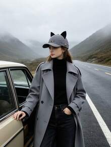 1 buah Topi Kerja Tanpa Pinggiran dengan Bentuk Telinga Kucing, Unisex, Topi Kerja Vintage dengan Pinggiran Melengkung - MultiWarna - View 5