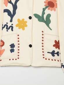 Camellia Autumn New Women's European And American Style Fashion Minimalist Versatile Floral Print Jacket - Beige - View 7