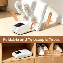 Secador de zapatos de cerámica PTC, 8 niveles de ajuste de temporizador, con función UV, secador de botas portátil, adecuado para el hogar y los viajes - Enchufe UK(220-240V) - Ver 2