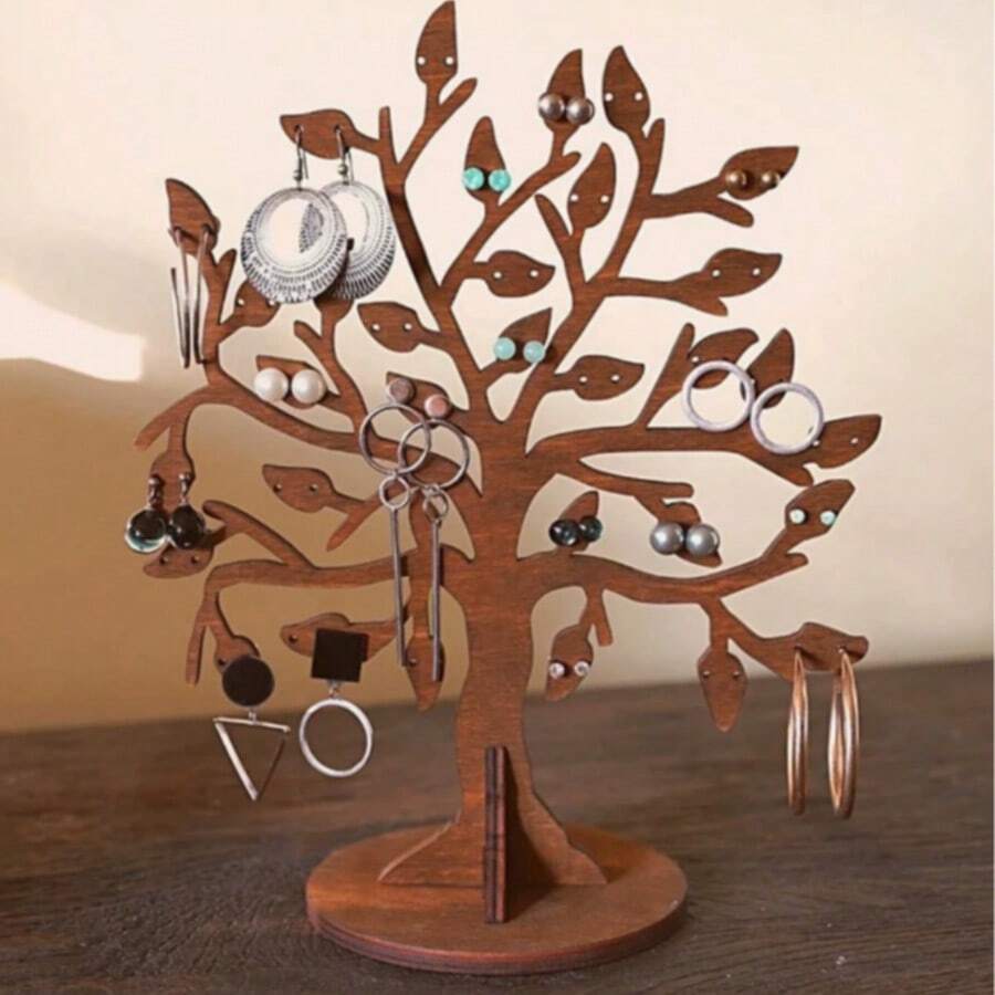 Giá treo trang sức gỗ phong cách vintage hình cành cây, kệ trưng bày khuyên tai để bàn, khay sắp xếp trang sức trang trí nhà cửa - Nhiều màu - Xem 1