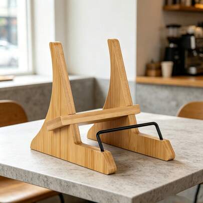 Bamboo Cookbook Stand For Kitchen Countertop