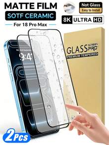 2片 [2026新款] 霧面高清螢幕保護貼，相容 iPhone 18 Pro Max [6.9 吋]，防眩光、防指紋、無氣泡、易安裝，相容手機殼，完美貼合，相容 iPhone 17e/17 Pro Max/17 Pro/17 Air/16/15/14 Plus/13 Mini/12/11 系列 - 無色 - 查看 37
