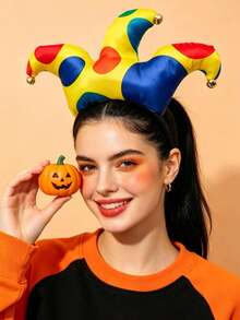 1pc/Set Halloween Funny Colorful Striped Clown Pointed Bell Headband, Party Costume Cosplay Headpiece, Holiday Photo Prop, Masquerade Ball Stage Performance Carnival Party Costume Accessory - Multicolor - View 7