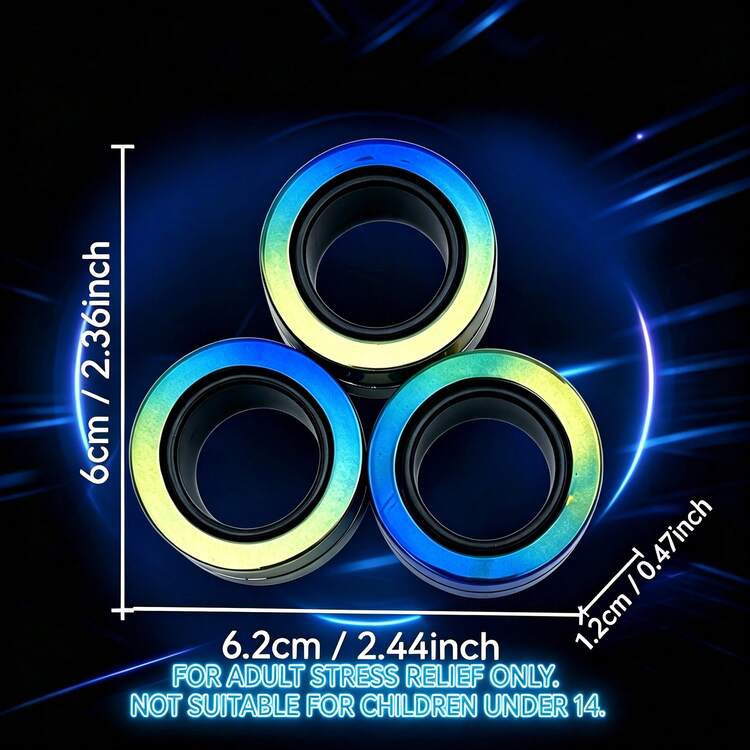 خاتم مغناطيسي دوار، لعبة إبداعية لتخفيف الضغط للبالغين في المكتب مع جذب مغناطيسي، حجم جيب محمول للاستخدام الداخلي والخارجي، هدية عيد ميلاد وعطلة مثالية - متعدد الألوان - مشاهدة 4